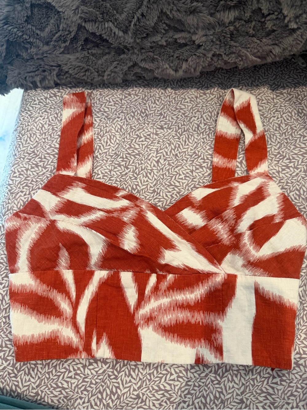 Banana Republic Red and White Printed Crop Top